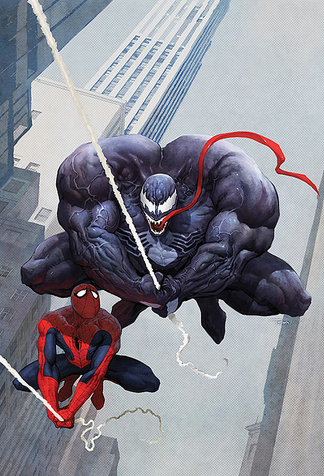O vilo Venom surpreende o Homem-Aranha em imagem da edio 35 de 'Marvel Adventures Spider-Man