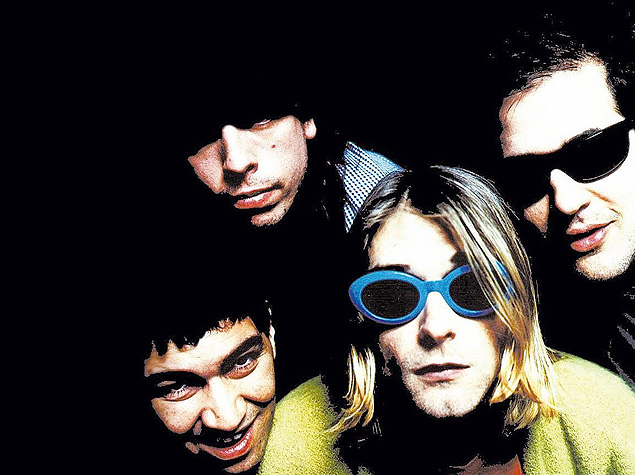 Os membros do Nirvana, da esq. para a dir.: Pat Smear, Dave Grohl, Kurt Cobain e Krist Novoselic
