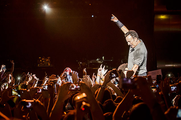 O cantor americano Bruce Springsteen durante sua apresentao no palco Mundo, no festival Rock in Rio, em setembro