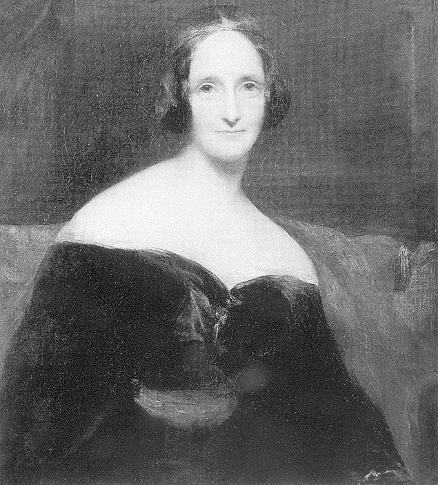 A escritora Mary Shelley em retrato pintado por Richard Rothwell por volta de 1840