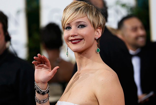 A atriz Jennifer Lawrence na cerimnia do Globo de Ouro 2014