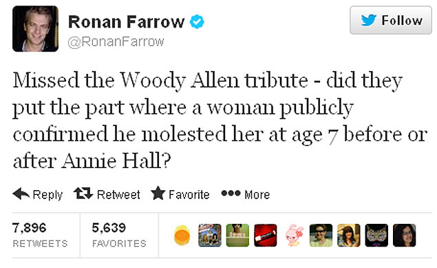 Ronan Farrow acusa Woody Allen de pedofilia pelo Twitter