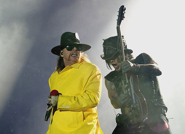 Axl Rose, vocalista de Guns N' Roses, durante apresentao da banda no Rock in Rio, em 2011
