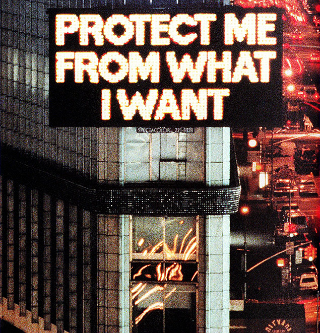 Instalao de Jenny Holzer, colocada no display do edifcio Times Square, Nova York, em 1986