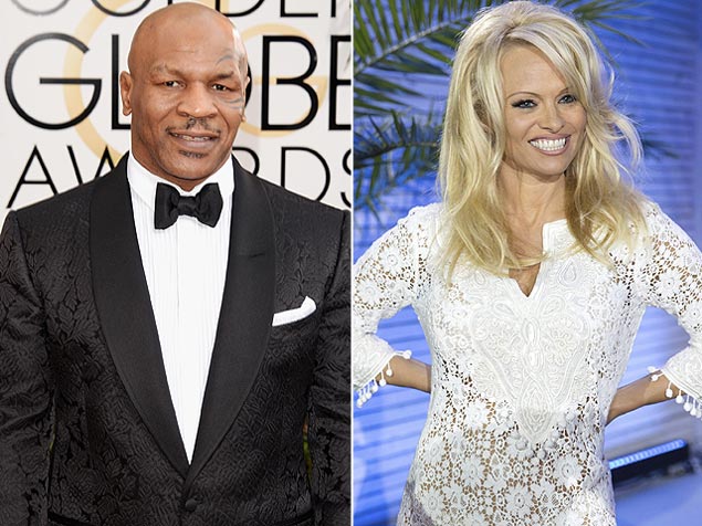 O ex-boxeador Mike Tyson (esq.) e a atriz Pamela Anderson; dupla inusitada estrela novo filme de Herzog