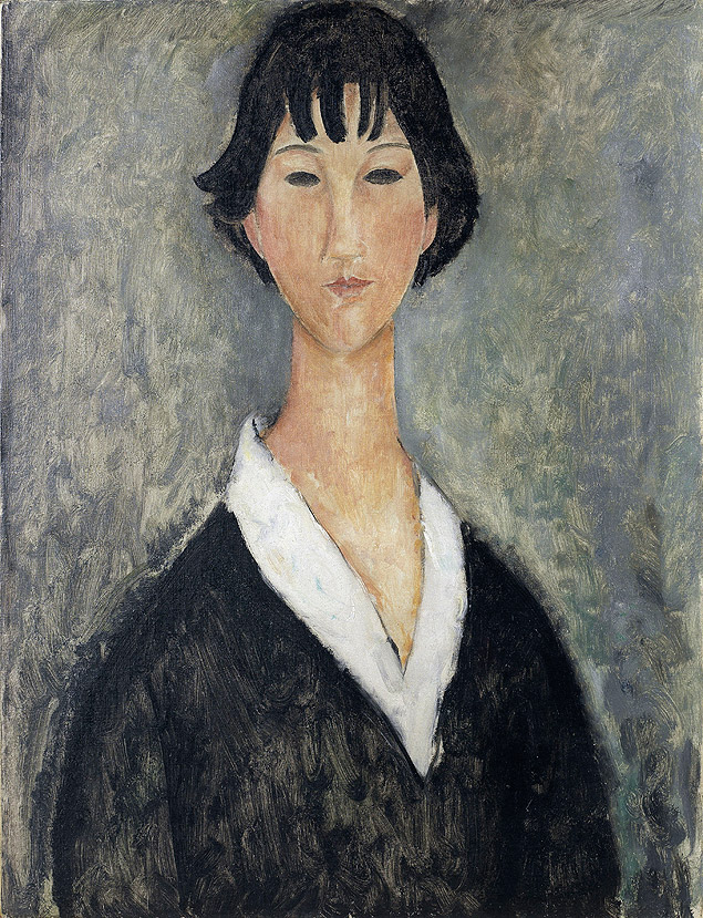 Tela 'Jeune Fille aux Cheveux Noirs' (1919), de Amedeo Modigliani