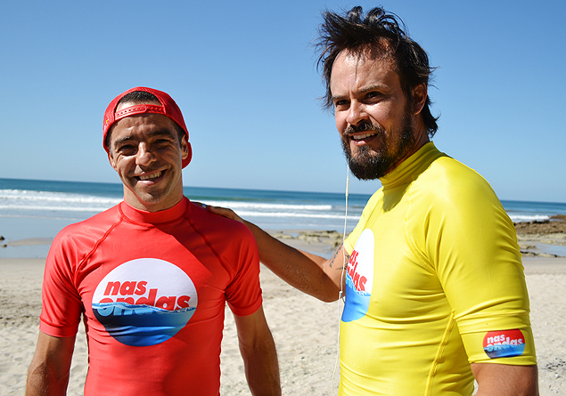 Sandro Dias e Paulo Vilhena no reality de surf do "Esporte Espetacular", da Globo