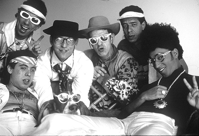 Integrantes do grupo musical Lngua de Trapo, em imagem de 1994