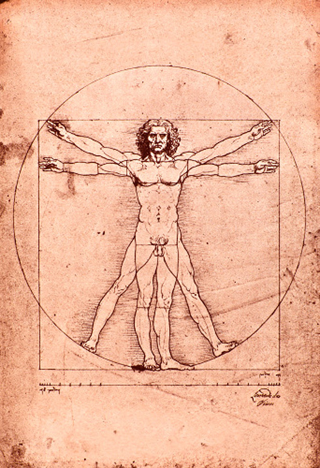 Homem Vitruviano', obra de Leonardo da Vinci de 1490