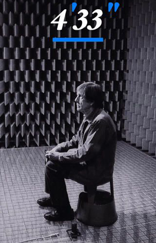 Reproduo de tela do aplicativo 4'33'' mostra imagem de John Cage