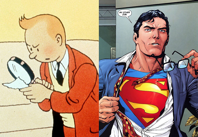 Personagens dos quadrinhos, Tintim e o Super-Homem Clark Kent compartilham a profisso de reprter