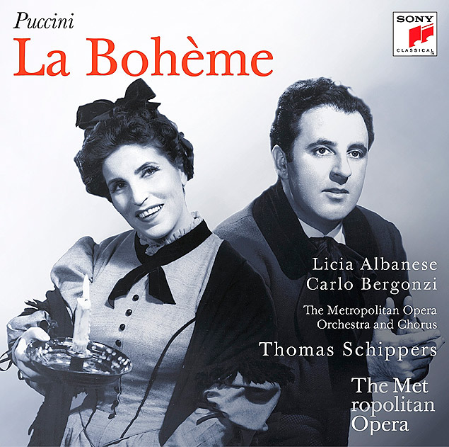 Carlo Bergonzi ao lado de Licia Albanese na capa de "La Boheme"