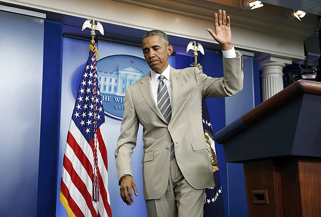 Barack Obama em coletiva de imprensa feita na Casa Branca, nesta quinta (28)
