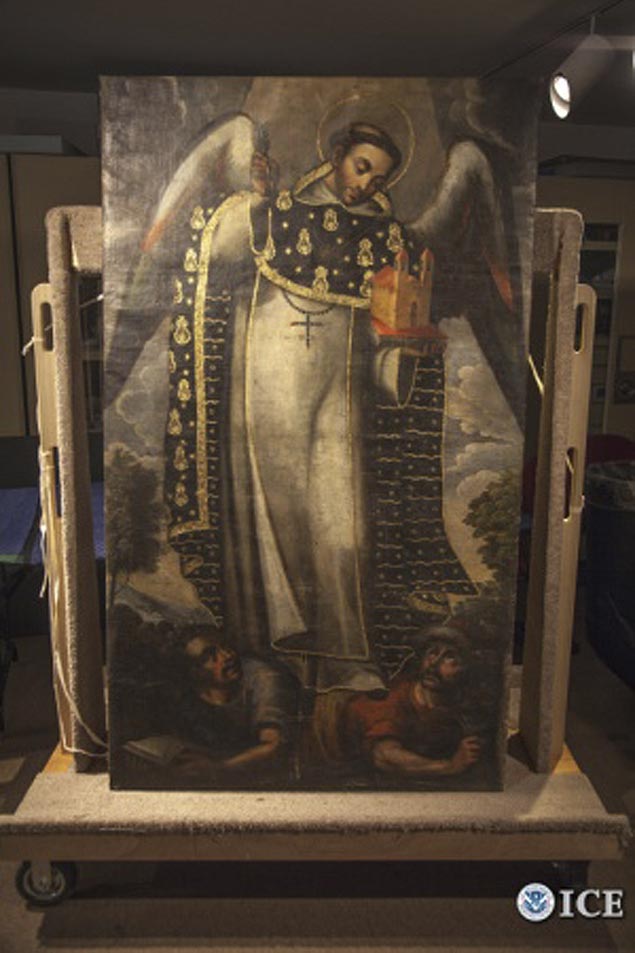 Uma das pinturas da era colonial que foram roubadas no Peru e esto sendo devolvidas pelos EUA