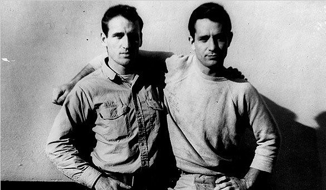 Retrato do escritor Jack Kerouac e seu amigo e companheiro de viagens Neal Cassady