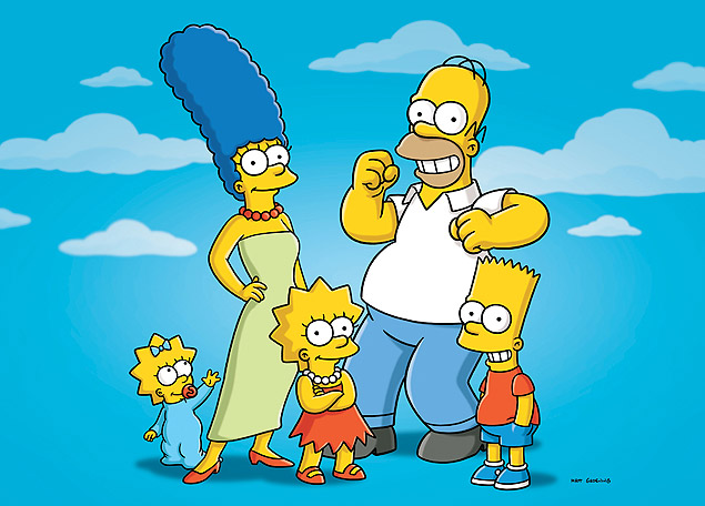 Maggie, Marge, Lisa, Homer e Bart, personagens de "Os Simpsons"