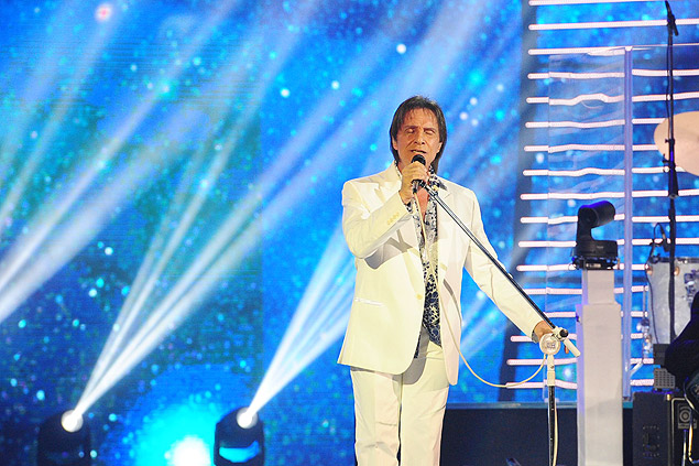 Roberto Carlos em gravação de seu especial de fim de ano exibido na Globo