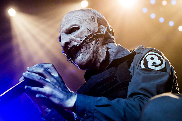 O lder do Slipknot, Corey Taylor, durante show em Budapeste, na Hungria