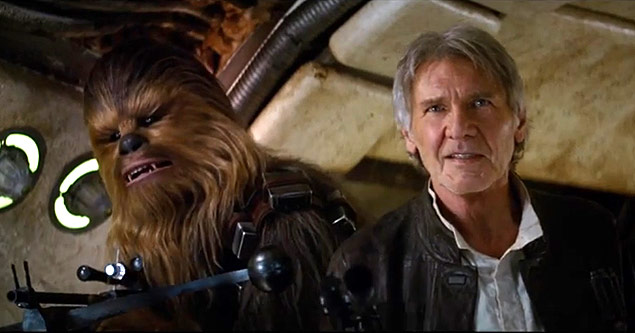 Harrison Ford (Han Solo) e Peter Mayhew (Chewbacca) no trailer de 'Star Wars - O Despertar da Fora'. Star Wars 7