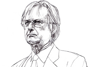 O bilogo britnico Richard Dawkins em ilustrao feita por Andr Toma