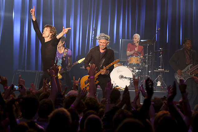 The Rolling Stones em performance no Fonda Theater em Los Angeles,EUA, em maio de 2015.