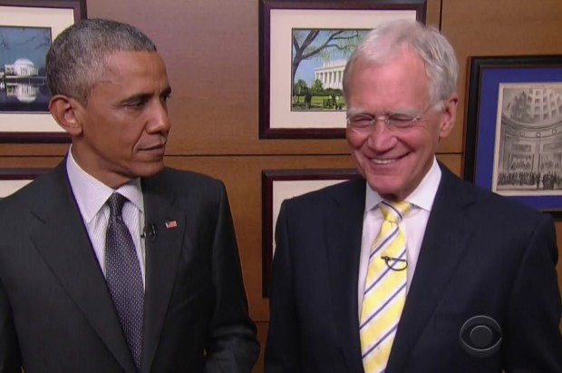 Presidente dos EUA, Barack Obama, participa da abertura do ltimo programa de David Letterman