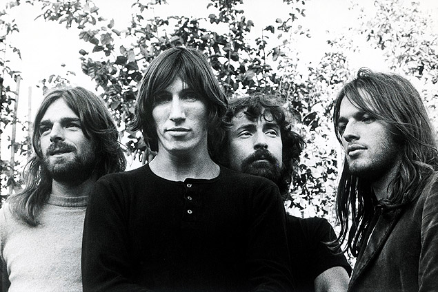 Da esquerda para a direia: Os msicos Richerd Wright, Roger Waters, Nick Mason e David Gilmour do grupo de rock ingls Pink Floyd, em foto de divulgao do lbum 