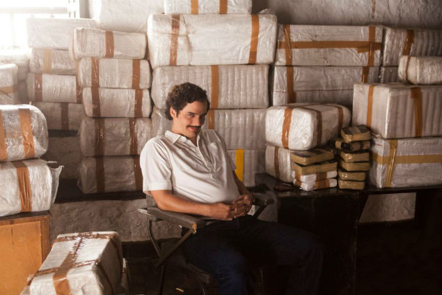 O ator Wagner Moura como o traficante Pablo Escobar, em cena da srie 'Narcos