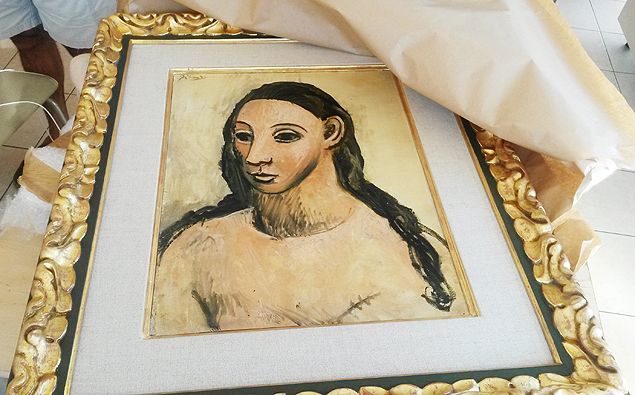 Imagem divulgada pela alfândega francesa do quadro 'Cabeça de Uma Mulher Jovem', de Pablo Picasso