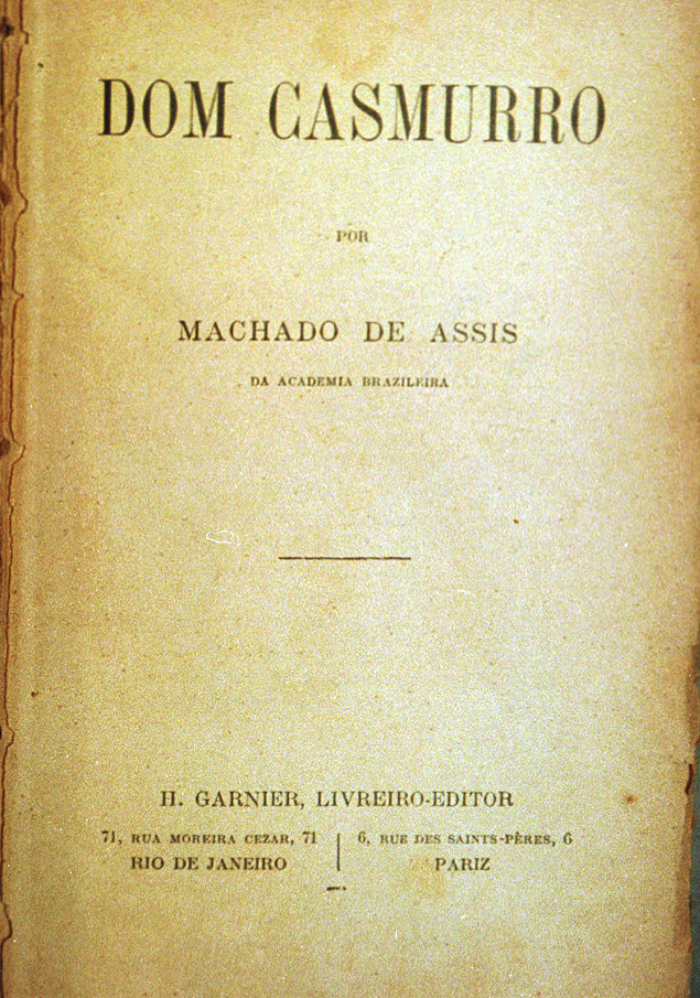 Folha de rosto da primeira edio do livro 'Dom Casmurro', de Machado de Assis, que se encontra na Biblioteca Nacional, no Rio de Janeiro 