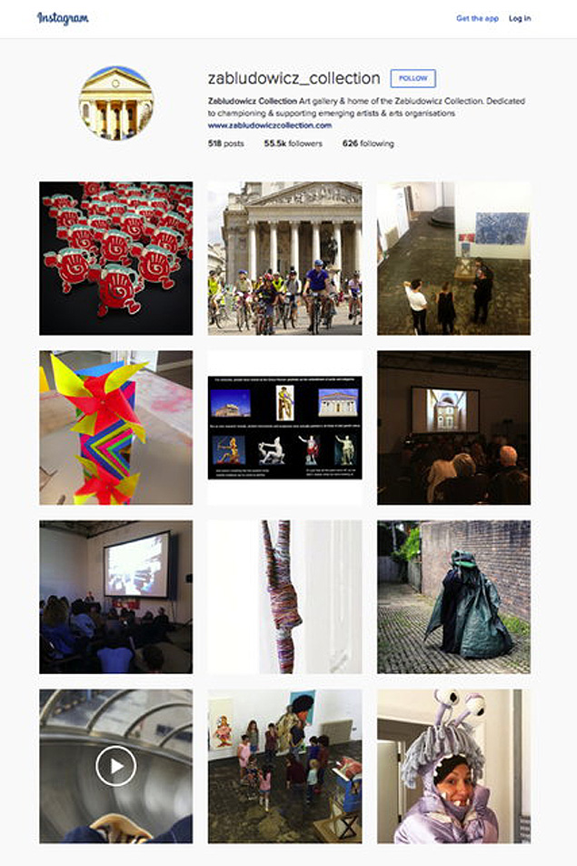 A screen grab of the Zabludowicz Collection on Instagram.