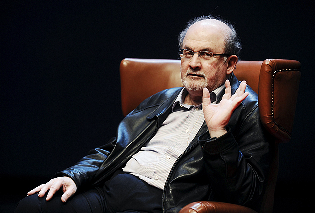 O autor Salman Rushdie durante apresentao de seu livro mais recente, 'Two Years Eight Months and Twenty-Eight Nights', na Espanha