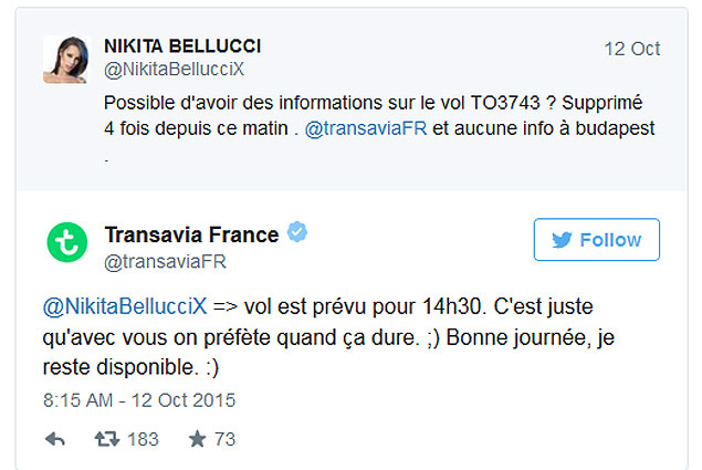  Nikita Bellucci, who was involved in a Twitter row with Transavia Nikita Bellucci/Twitter /// French porn actress Nikita Bellucci in Twitter row with airline after it joked about her profession // https://twitter.com/nikitabelluccix