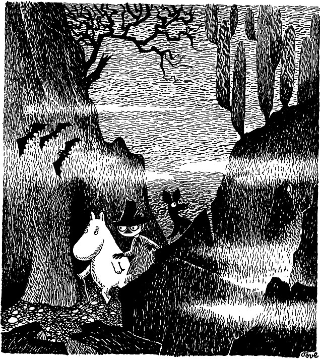 Ilustração de Tove Jansson em 'Um Cometa na Terra dos Moomins', ums dos volumes da série nórdica de livros infantis
