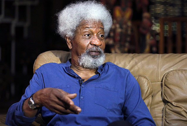 Nigerian Literature Nobel Laureate Wole Soyinka speaks during an interview with Reuters in his home in the southwest city of Abeokuta July 1, 2014. Nigeria is suffering greater carnage at the hands of Islamist group Boko Haram than it did during a secessionist civil war, yet this has ironically made the country's break-up less likely, oyinka said. Speaking to Reuters at his home surrounded by rainforest near the southwestern city of Abeokuta, Soyinka said the horrors inflicted by the militants had shown Nigerians across the mostly Muslim north and Christian south that sticking together might be the only way to avoid even greater sectarian slaughter. Picture taken July 1. To match Interview NIGERIA-SOYINKA/ REUTERS/Akintunde Akinleye (NIGERIA - Tags: POLITICS CIVIL UNREST SOCIETY) ORG XMIT: LAG05