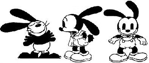 ORG XMIT: 091401_0.tif 1926Os personagens da srie Oswald, the Lucky Rabbit, criados por Walt Disney e por Ub Iwerks para a Universal Pictures em 1926. (Reproduo) 