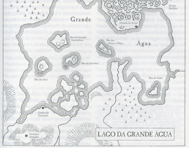 Mapa do Lago da Grande gua, imagens do livro 'Dicionrio de lugares imaginrios', de Alberto Manguel