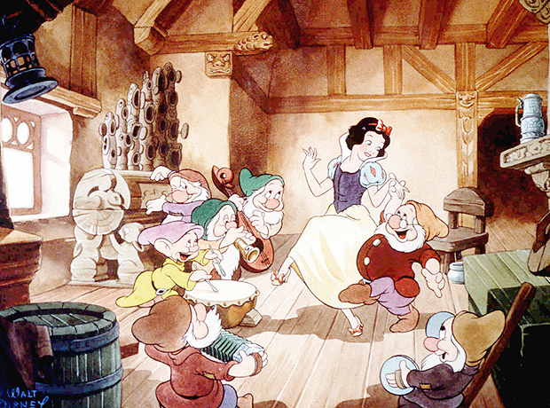 Quadro do desenho animado "Branca de Neve e os Sete Anes": Walt Disney's 1937 "Snow White and the Seven Dwarfs" is one of the original cells that will be auctioned at Sotheby's Animation Art Auction in New York 14 December. This original watercolor depicting Snow White dancing with Doc to the music of the band formed by the other six dwarfs is estimated to sell for 10,000 to 15,000 USD. AFP PHOTO/SOTHEBY'S*** NO UTILIZAR SEM ANTES CHECAR CRDITO E LEGENDA***