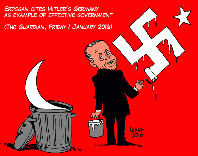 Latuff critica presidente turco, comparando seu governo ao de Hitler