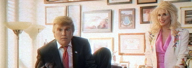 Funny or Die Made a Trump Biopic, Starring Johnny Depp com ohnny Depp as Donald Trump, with Michaela Watkins as Ivana Trump.