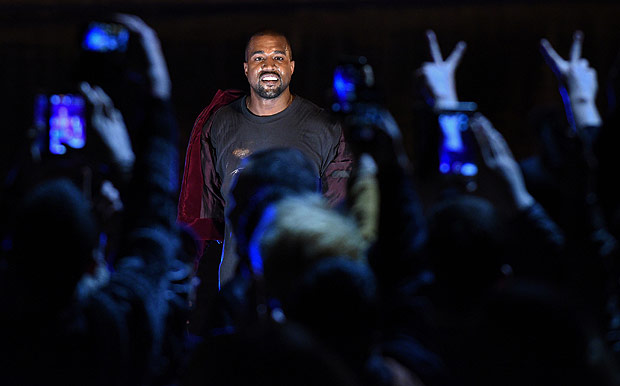 (FILES) This file photo taken on April 12, 2015 shows rapper Kanye West as he performs during his concert in Yerevan, Armenia. Rap superstar Kanye West, saying he felt a new freedom after admitting to personal debt, on February 24, 2016 announced his second album of the year.West earlier this month put out 