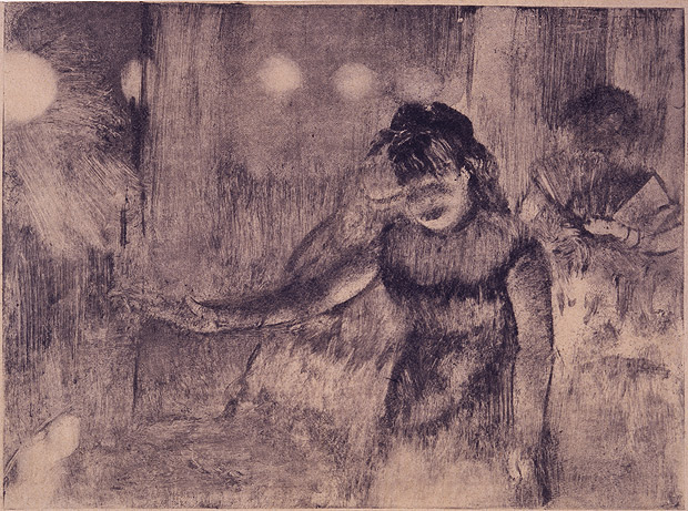 Reproduo da obra "Chanteuse du Cafe-Concert" (1877-1878), de Edgar Degas, feita com a tcnica da monotipia