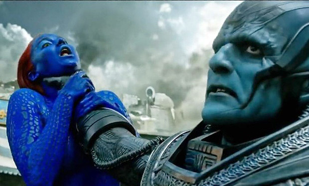 O vilão Apocalipse’ enforca a personagem Mística em cartaz do novo filme da franquia 'X-Men'