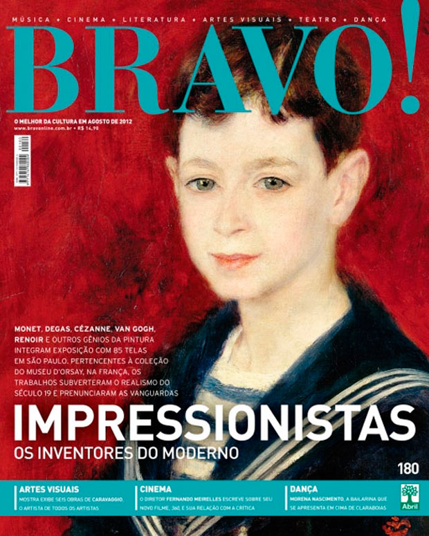 Capa da edio de agosto de 2012 da revista 'Bravo', agora retomada em verso digital