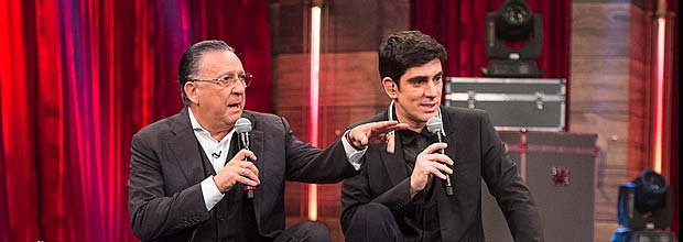 Marcelo Adnet e Galvão Bueno no episodio de estreia do programa Adnight 