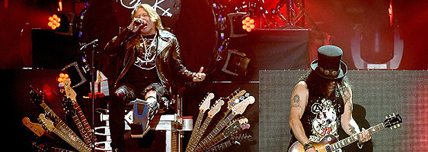 Axl Rose and Slash, do Guns N' Roses, em show na Califrnia