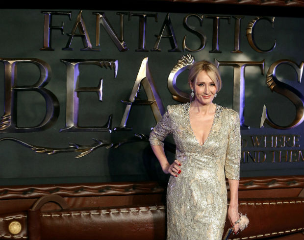 Escritora J.K. Rowling durante evento do filme 