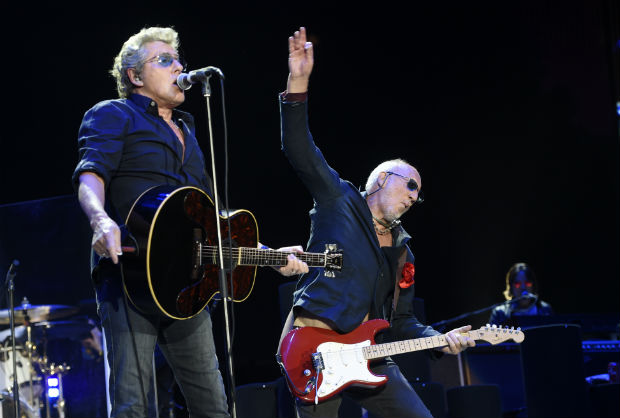 Roger Daltrey, left, and Pete Townshend of The Who perform on day 3 of the 2016 Desert Trip music festival at Empire Polo Field on Sunday, Oct. 9, 2016, in Indio, Calif. (Photo by Chris Pizzello/Invision/AP) ORG XMIT: CACP103