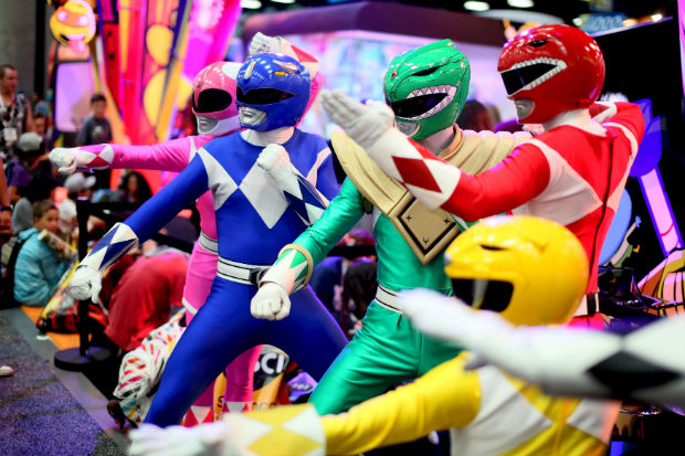 A group of Power Rangers pose inside the Convnetion Center at the 2015 Comic-Con International in San Diego, California July 9, 2015. REUTERS/Sandy Huffaker ORG XMIT: SAH022