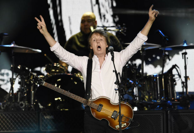 Paul McCartney performs on day 2 of the 2016 Desert Trip music festival at Empire Polo Field on Saturday, Oct. 8, 2016, in Indio, Calif. (Photo by Chris Pizzello/Invision/AP) ORG XMIT: CACP126